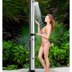 38 Liter Solardusche mit Schwenkbarem Duschkopf & Fußdusche bis 60°C 217,5 cm Silber