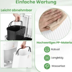 42L Küchenmülleimer mit Deckel 3-stufiger Sortiermülleimer mit 2 abnehmbaren Behältern Weiß
