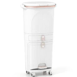 42L Küchenmülleimer mit Deckel 3-stufiger Sortiermülleimer mit 2 abnehmbaren Behältern Weiß