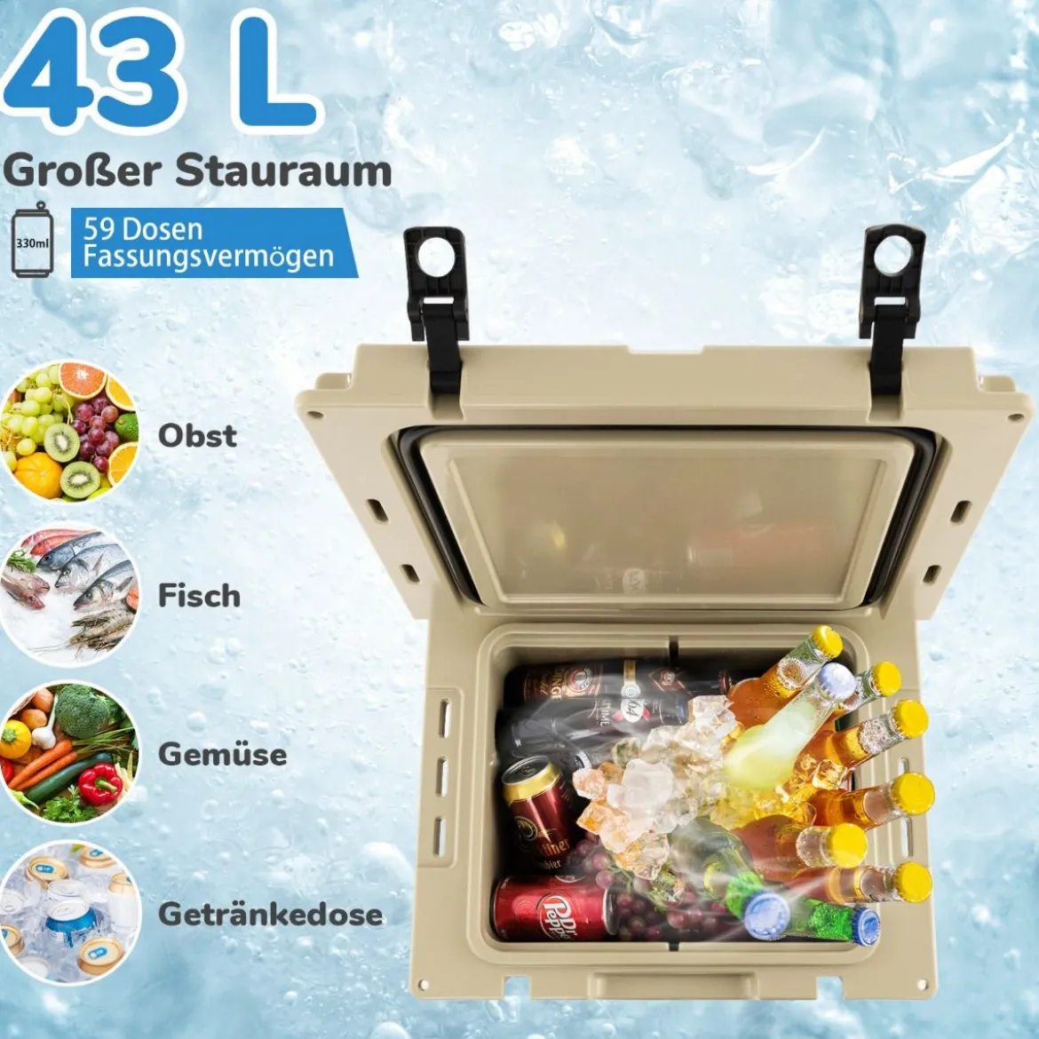43L Kühlbox mit Rädern & Flaschenöffner & Teleskopgriff Isolierte Eistruhe Wärmebehälter