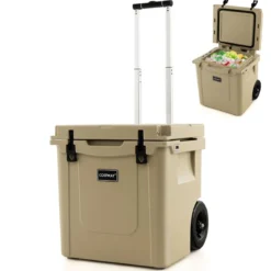 43L Kühlbox mit Rädern & Flaschenöffner & Teleskopgriff Isolierte Eistruhe Wärmebehälter