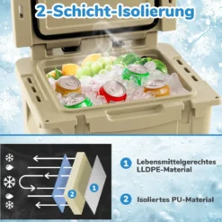 43L Kühlbox mit Rädern & Flaschenöffner & Teleskopgriff Isolierte Eistruhe Wärmebehälter