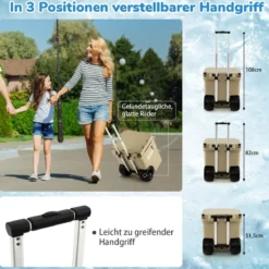 43L Kühlbox mit Rädern & Flaschenöffner & Teleskopgriff Isolierte Eistruhe Wärmebehälter
