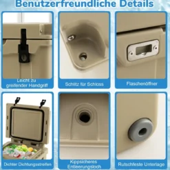 43L Kühlbox mit Rädern & Flaschenöffner & Teleskopgriff Isolierte Eistruhe Wärmebehälter