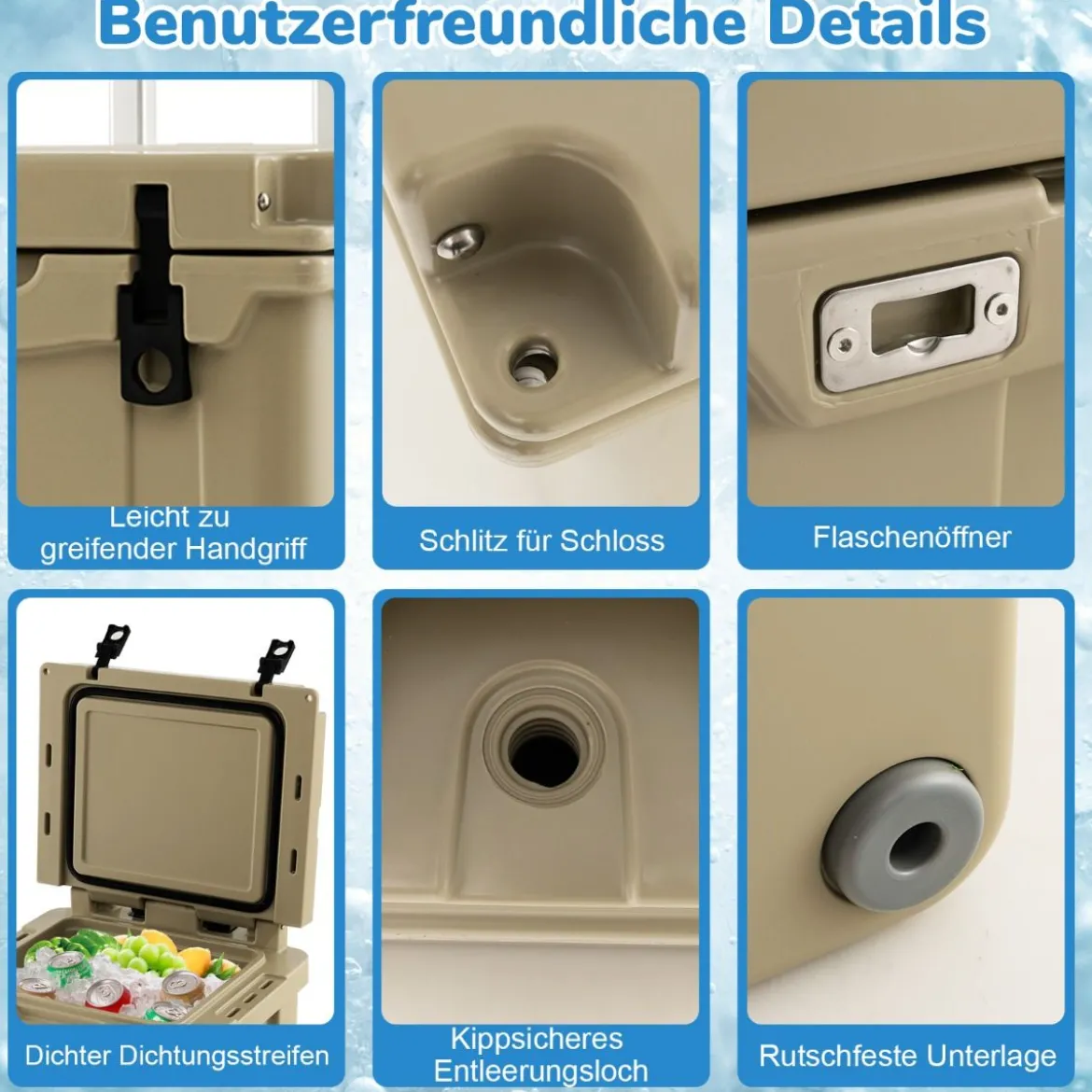 43L Kühlbox mit Rädern & Flaschenöffner & Teleskopgriff Isolierte Eistruhe Wärmebehälter