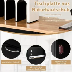 42L Kommode für Mülleimer mit Großer Arbeitplatte & 2 Schubladen & Verstellbarem Regal