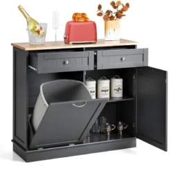 42L Kommode für Mülleimer mit Großer Arbeitplatte & 2 Schubladen & Verstellbarem Regal