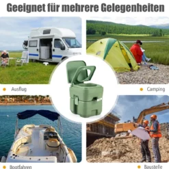 20L + 12L Campingtoilette mit Abnehmbarem Abwassertank Tragbares Campingklo