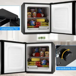 31L Mini Freistehender Gefrierschrank tragbarer kompakter Gefrierbox 45 x 46 x 48 cm Silber + Schwarz