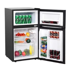 90L Mini-Kühlschrank Standkühlschrank Gefrierschrank 48,5 x 49,5 x 86 cm Schwarz