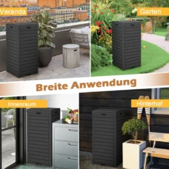 118 L Mülleimer mit Deckel & Ausziehbarer Flüssigkeitsschale & Griff Wasserdicht Schwarz