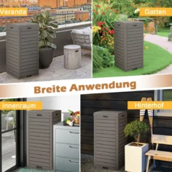 118 L Mülleimer mit Deckel & Ausziehbarer Flüssigkeitsschale & Griff Wasserdicht Braun