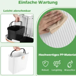 38L Mülleimer mit 2 Herausnehmbaren Eimern & Deckel & Fußpedal & Rädern Abfalleimer Weiß