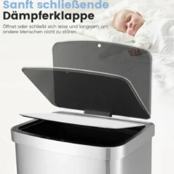50L Mülleimer mit Sensor & Deckel Automatischer Abfalleimer aus Edelstahl & Kunststoff
