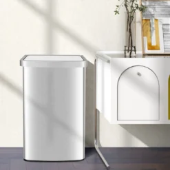 50L Mülleimer mit Sensor & Deckel Automatischer Abfalleimer aus Edelstahl & Kunststoff