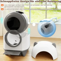 80L Selbstreinigende Katzentoilette mit App-Steuerung & Geruchskontrolle & 10 Sensorsicherheit & Müllbeutel