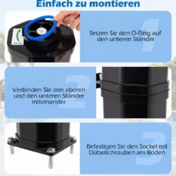 35L Solardusche mit Handbrause inkl. Abdeckung Gartendusche mit Ablage Pooldusche Schwarz