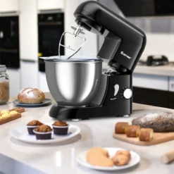 4L Standmixer 6-Geschwindigkeiten Neigbarer Kopf Mixer Teigmaschine 33,5 x 23,5 x 30,5 cm Schwarz