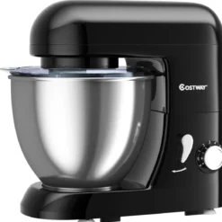 4L Standmixer 6-Geschwindigkeiten Neigbarer Kopf Mixer Teigmaschine 33,5 x 23,5 x 30,5 cm Schwarz