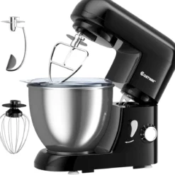 4L Standmixer 6-Geschwindigkeiten Neigbarer Kopf Mixer Teigmaschine 33,5 x 23,5 x 30,5 cm Schwarz