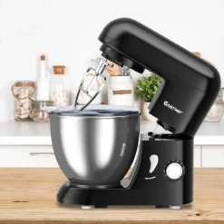 4L Standmixer 6-Geschwindigkeiten Neigbarer Kopf Mixer Teigmaschine 33,5 x 23,5 x 30,5 cm Schwarz