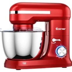 4,5 L Standmixer mit kippbarem Kopf 1300W Küchenmaschine Knetmaschine Rührmaschine 8 Stufen Rot