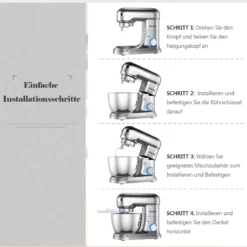 4,5 L Standmixer mit kippbarem Kopf multifunktionaler elektrischer Küchenmixer 34 x 18,5 x 32 cm Silber