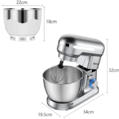 4,5 L Standmixer mit kippbarem Kopf multifunktionaler elektrischer Küchenmixer 34 x 18,5 x 32 cm Silber