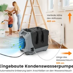 85 L/Tag Luftentfeuchter Bautrockner mit Pumpe & Ablaufschlauch Industrie Trocknungsgerät mit 24H Timer