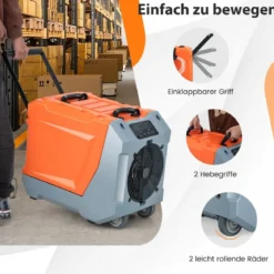 85 L/Tag Luftentfeuchter Bautrockner mit Pumpe & Ablaufschlauch Industrie Trocknungsgerät mit 24H Timer Orange + Grau