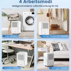 15 l/Tag Luftentfeuchter für Zuhause Raumentfeuchter mit 4 Modi & 24 Stunden Timer