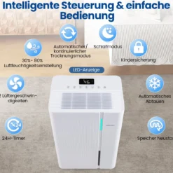40 L/Tag Luftentfeuchter leiser Entfeuchter mit 3 Modi 24h Timer & Anzeige Raumentfeuchter Weiß