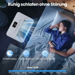 40 L/Tag Luftentfeuchter leiser Entfeuchter mit 3 Modi 24h Timer & Anzeige Raumentfeuchter Weiß