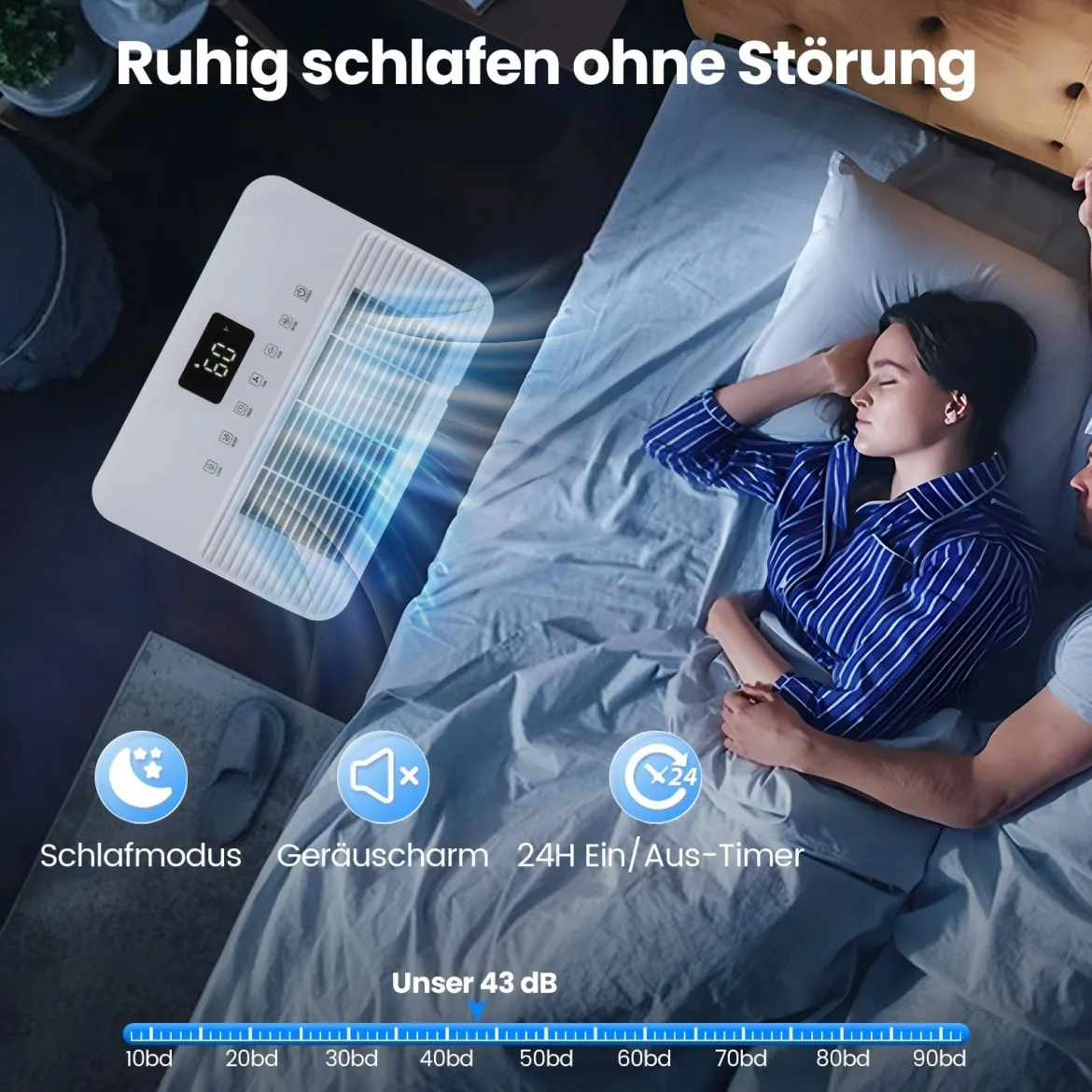 40 L/Tag Luftentfeuchter leiser Entfeuchter mit 3 Modi 24h Timer & Anzeige Raumentfeuchter Weiß