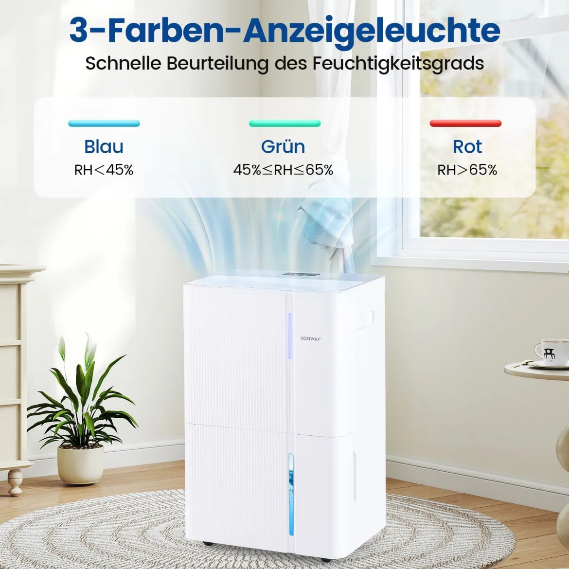 40 L/Tag Luftentfeuchter leiser Entfeuchter mit 3 Modi 24h Timer & Anzeige Raumentfeuchter Weiß