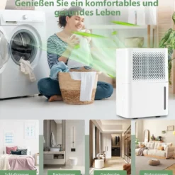 12L/Tag Luftentfeuchter mit 24H Timer & 2,2L Wassertankleise für Räume 10-15 m²