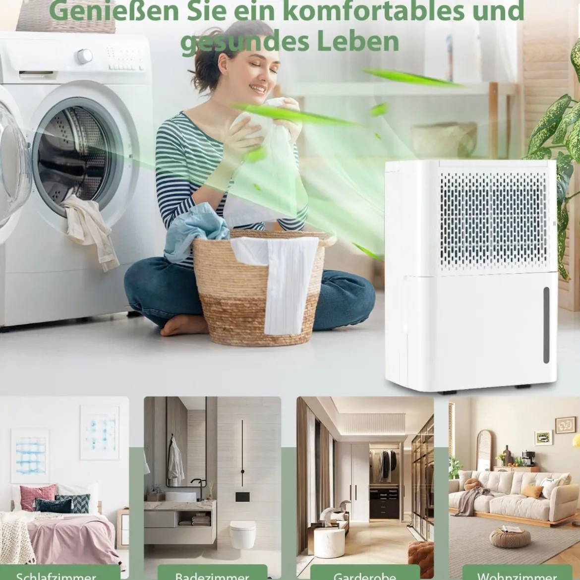 12L/Tag Luftentfeuchter mit 24H Timer & 2,2L Wassertankleise für Räume 10-15 m²
