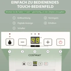 12L/Tag Luftentfeuchter mit 24H Timer & 2,2L Wassertankleise für Räume 10-15 m²