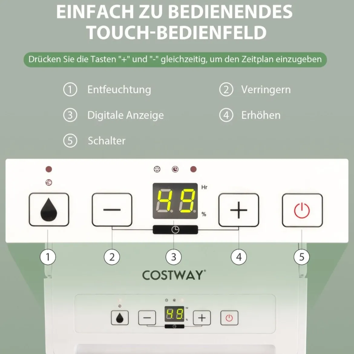 12L/Tag Luftentfeuchter mit 24H Timer & 2,2L Wassertankleise für Räume 10-15 m²