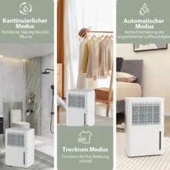 12L/Tag Luftentfeuchter mit 24H Timer & 2,2L Wassertankleise für Räume 10-15 m²