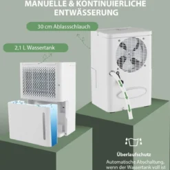 12L/Tag Luftentfeuchter mit 24H Timer & 2,2L Wassertankleise für Räume 10-15 m²