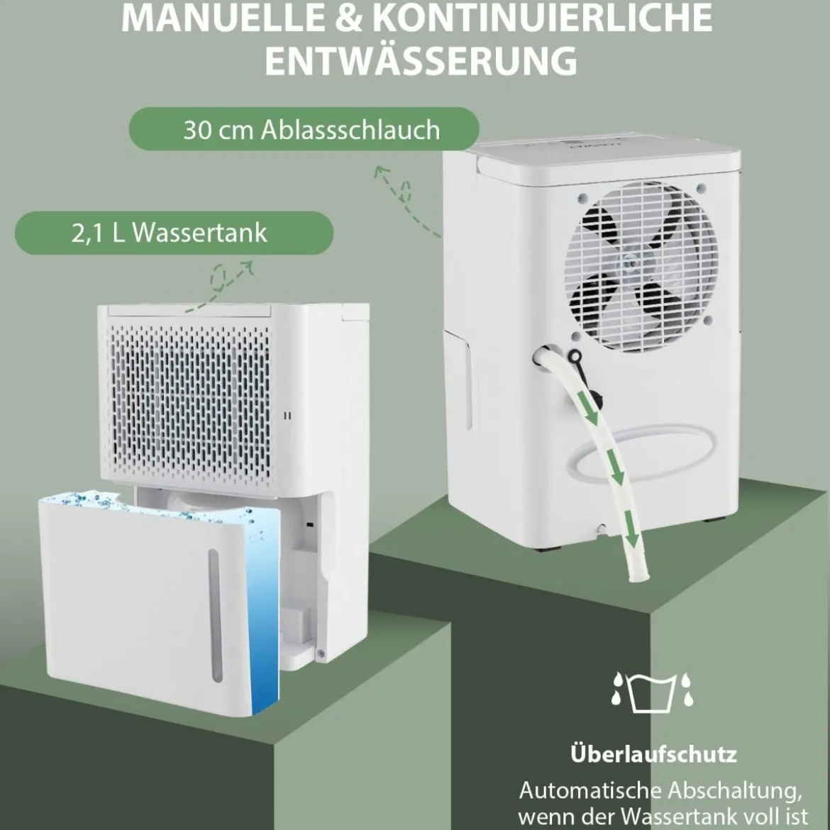12L/Tag Luftentfeuchter mit 24H Timer & 2,2L Wassertankleise für Räume 10-15 m²