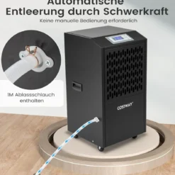 118L/T Elektrischer Bautrockner mit Ablaufschlauch & Timer Gewerbe Luftentfeuchter Schwarz