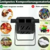 160L Trommel-Komposter Gartenkomposter Doppelkammer 360° drehbar 70 x 63 x 93 cm Schwarz