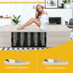 Luftbett elektrischer Pumpe Luftmatratze selbstaufblasend Gästebett Reisebett Beige 203 x 90 x 46cm