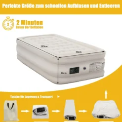 Luftbett elektrischer Pumpe Luftmatratze selbstaufblasend Gästebett Reisebett Beige 203 x 90 x 46cm