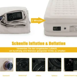 Luftbett elektrischer Pumpe Luftmatratze selbstaufblasend Gästebett Reisebett Beige 203 x 90 x 46cm