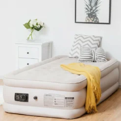 Luftbett elektrischer Pumpe Luftmatratze selbstaufblasend Gästebett Reisebett Beige 203 x 90 x 46cm