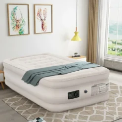 Luftbett elektrischer Pumpe Luftmatratze selbstaufblasend Gästebett Reisebett Beige 203 x 90 x 46cm