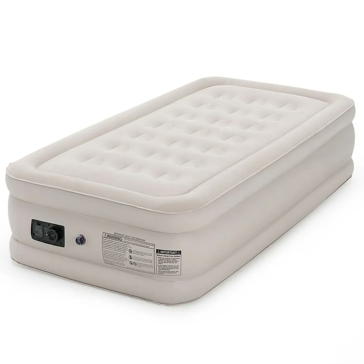 Luftbett elektrischer Pumpe Luftmatratze selbstaufblasend Gästebett Reisebett Beige 203 x 90 x 46cm